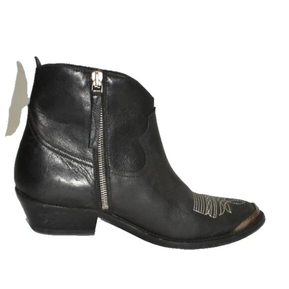 New! Golden Goose Young Leather Zip Cowboy Ankle Boots Black Size 39 9 US DD525 - Picture 4 of 6